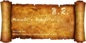 Munzár Rabán névjegykártya
